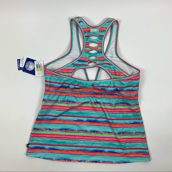 Nautica Tankini Racer Back Multi-Color Size 14 - Picture 2 of 10